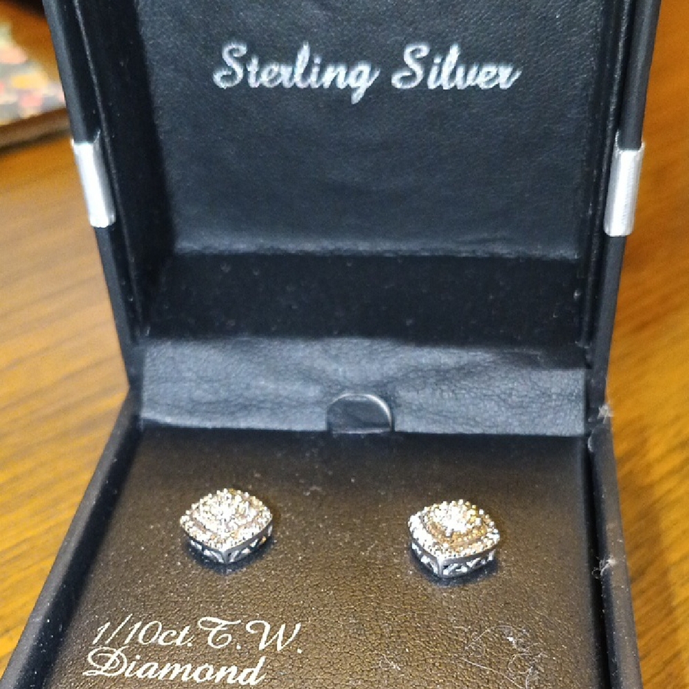 Sterling Silver Diamond Earrings